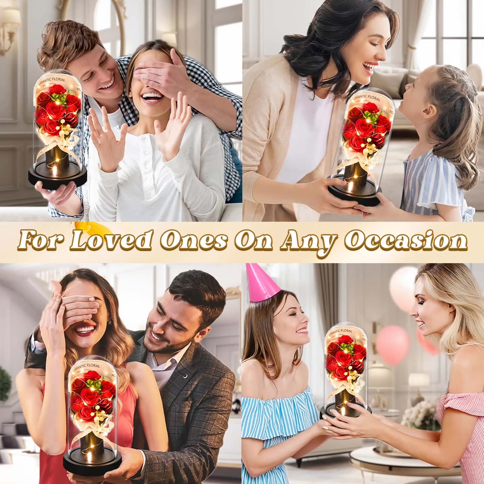 Preserved Flowers Bouquet Mothers Day Gifts for Mom,Red 7 Eternal Rose Forever Flower for Mother'S Day Gift for Her Grandma