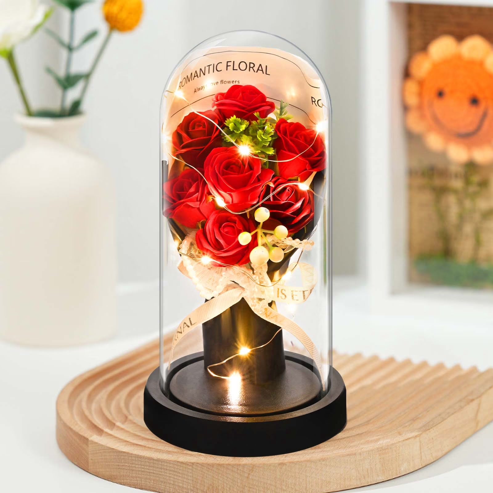 Preserved Flowers Bouquet Mothers Day Gifts for Mom,Red 7 Eternal Rose Forever Flower for Mother'S Day Gift for Her Grandma