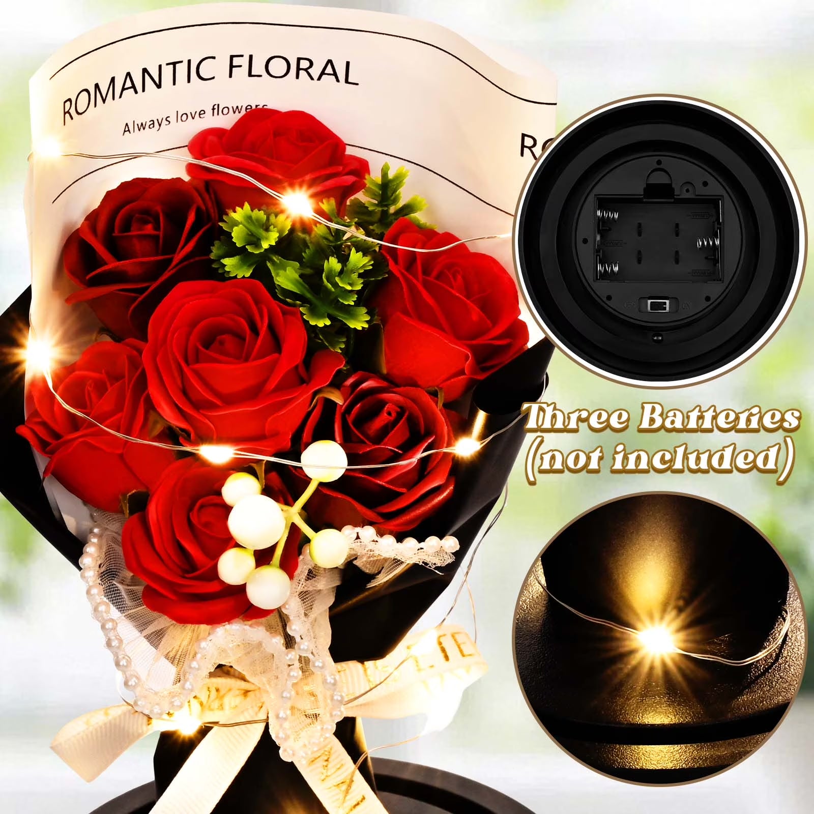 Preserved Flowers Bouquet Mothers Day Gifts for Mom,Red 7 Eternal Rose Forever Flower for Mother'S Day Gift for Her Grandma