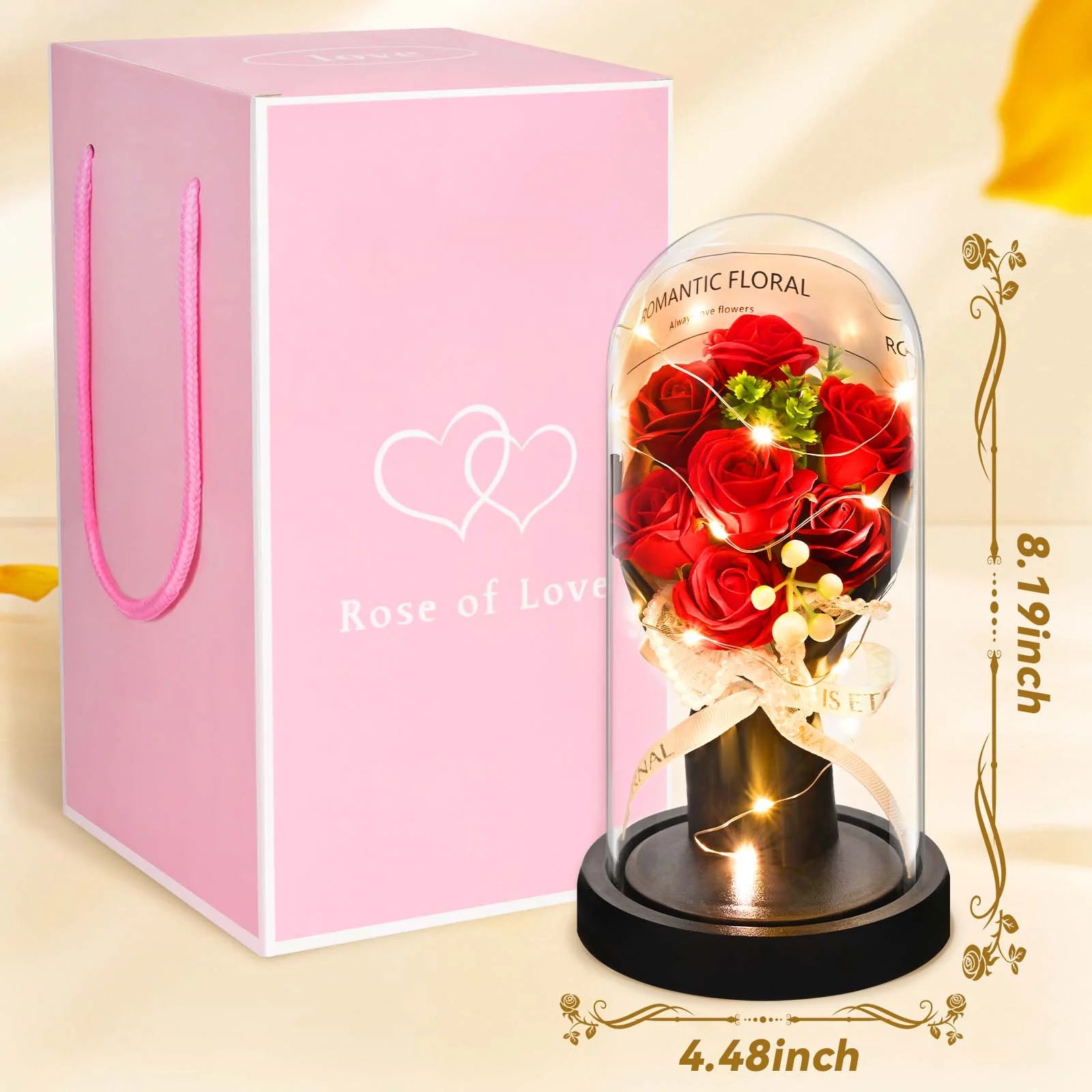 Preserved Flowers Bouquet Mothers Day Gifts for Mom,Red 7 Eternal Rose Forever Flower for Mother'S Day Gift for Her Grandma
