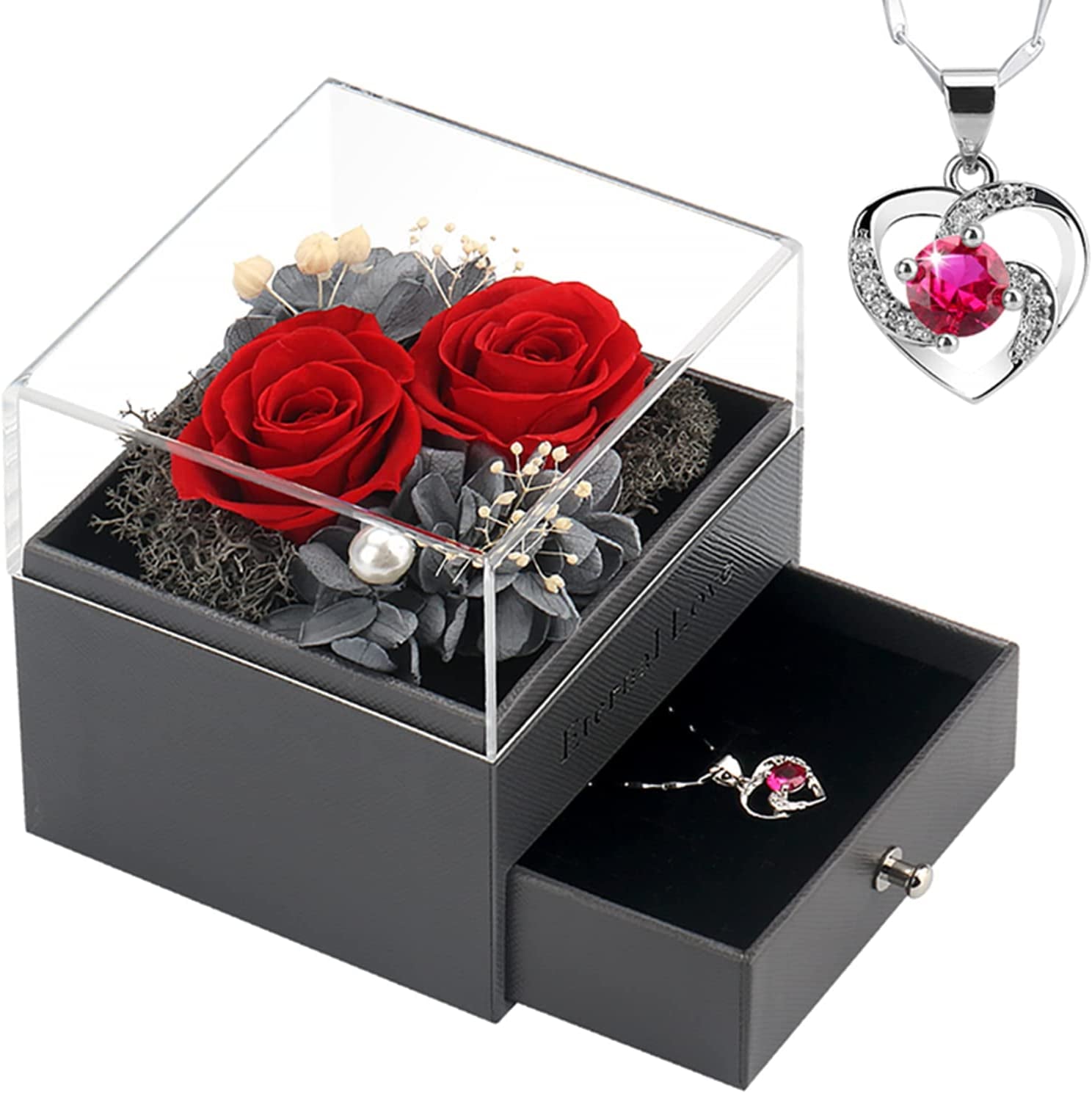 Preserved Rose Heart Necklace